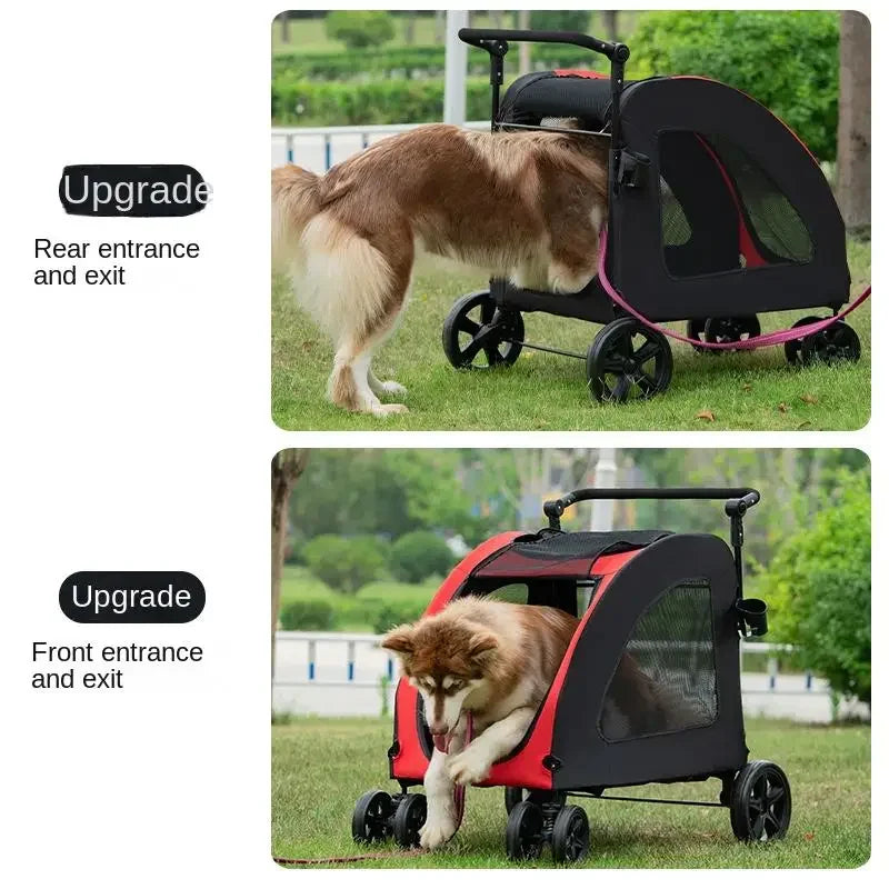 Luxury Folding Large Dog Bearing Capacity Carrier Detachable 4 Wheels