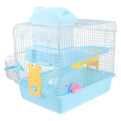 Double Layer Cage Acrylic Portable Small Pets House Includes Water Bottle Exercise Wheel