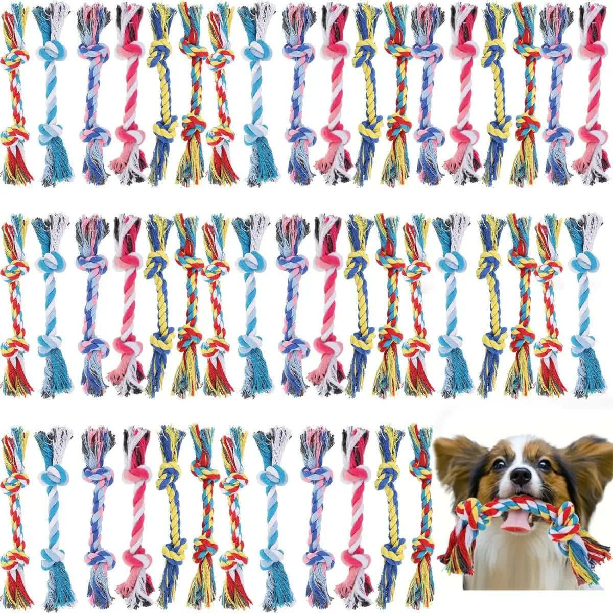 20pcs Dog Toy Pet Molar Bite-resistant Cotton Rope Knot