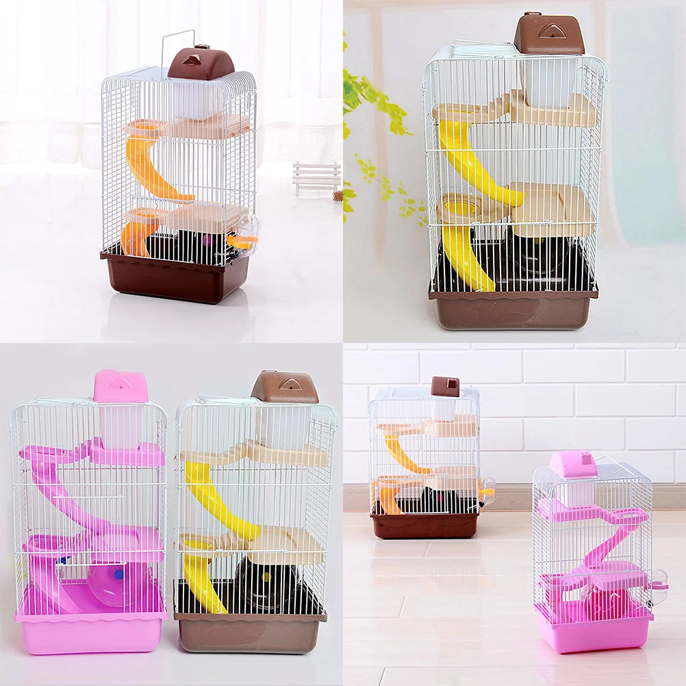 Portable Hamster Cage Three Layer Hamster Travel Carrier Small Pets House for Gerbil Chinchilla Hamster Rat Guinea