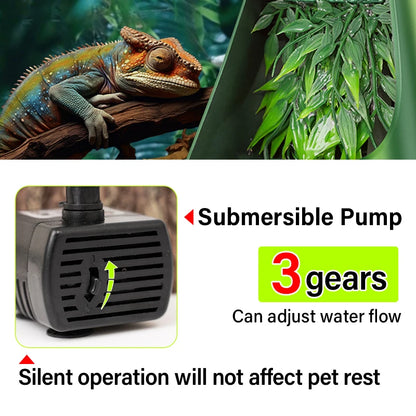 Reptile Drinking Water Filter Fountain Automatic Feeding ABS Dispenser Humidifier