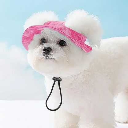 Cute Pet Sun Hat with Ear Holes Adjustable Drawstring