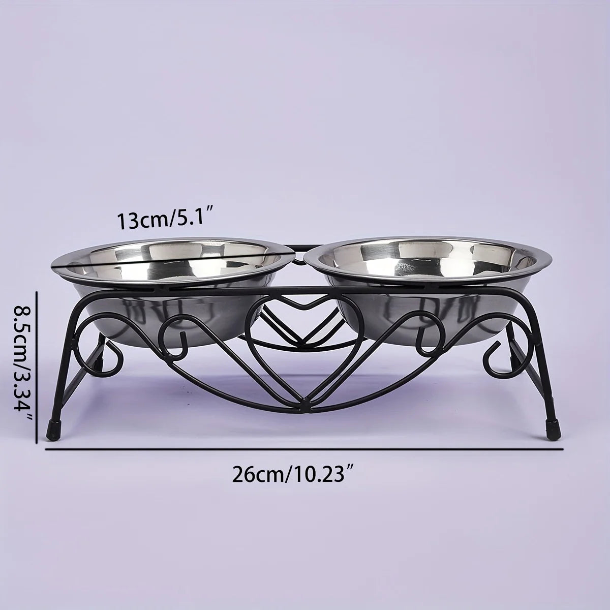 Set Of Stainless Steel Pet Bowls (one Base, Two Stainless Steel Bowls)