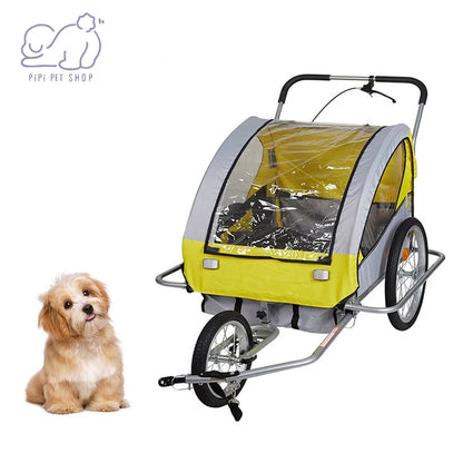 3 Wheels Pet Bike Trailer Folding Outdoor Travel Trailer Cart