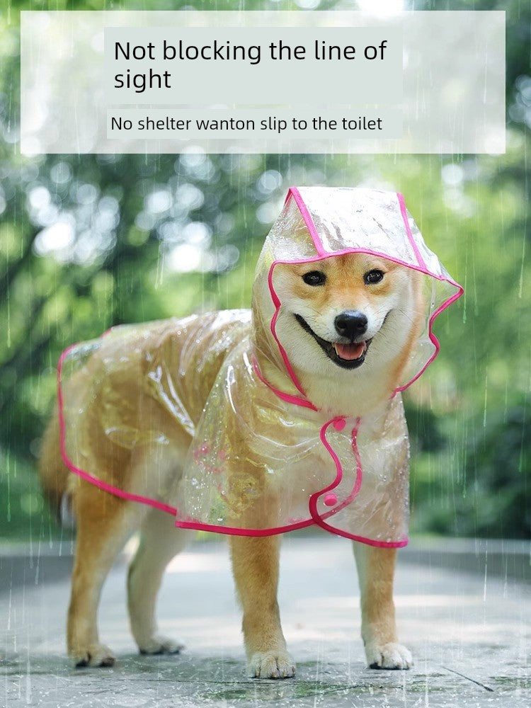 Large Dog White Edge Transparent Dog Raincoat