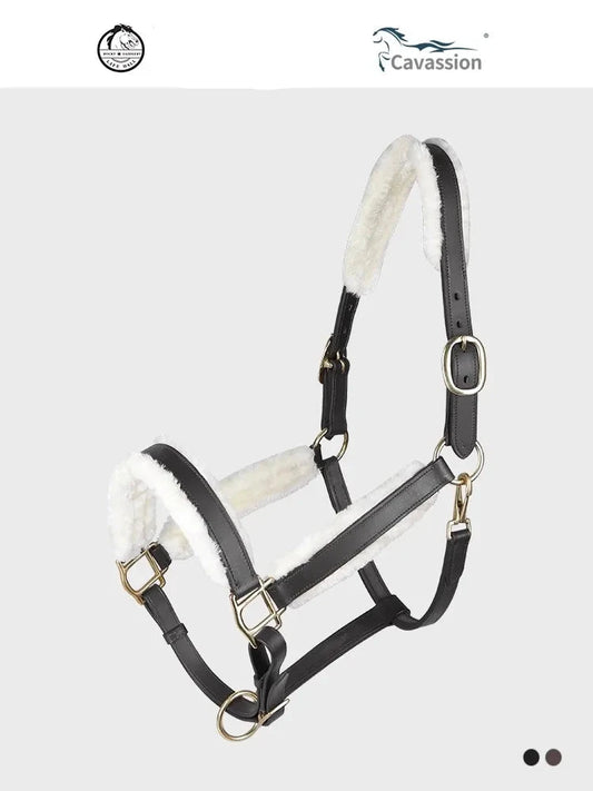 Antiabrasion mat horse halter black color head collar for horse brown color