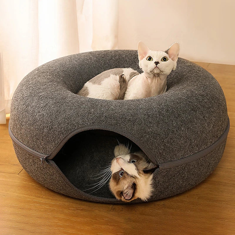 Donut Cat Bed for 2 Cats Pet Cat Tunnel Toys Kitten House