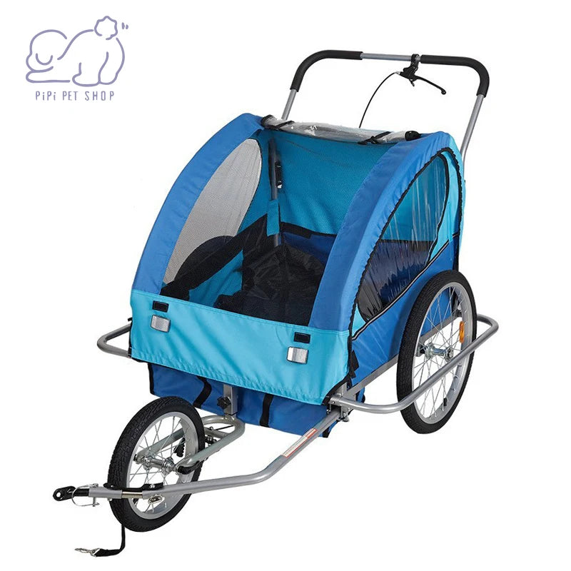 3 Wheels Pet Bike Trailer Folding Outdoor Travel Trailer Cart