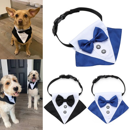 White Collar Dog Suit Formal Tuxedo Bow Ties Dog Necktie