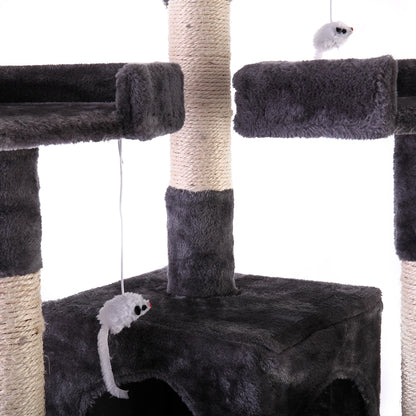 67'' Multi-Level Cat Tree Tower, Kitten Condo House with Scratching Posts, Kitty Play Activity Center, Gray