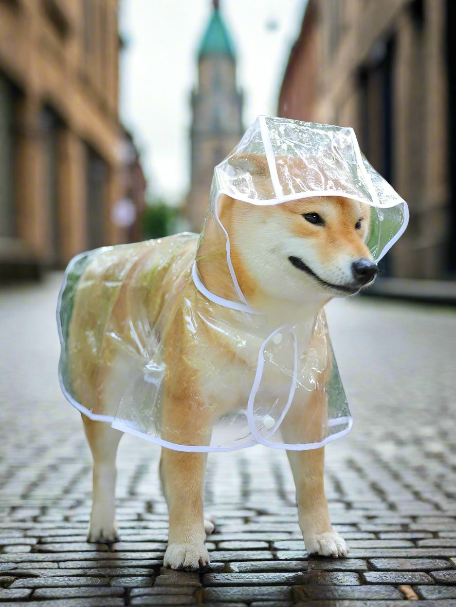 Large Dog White Edge Transparent Dog Raincoat