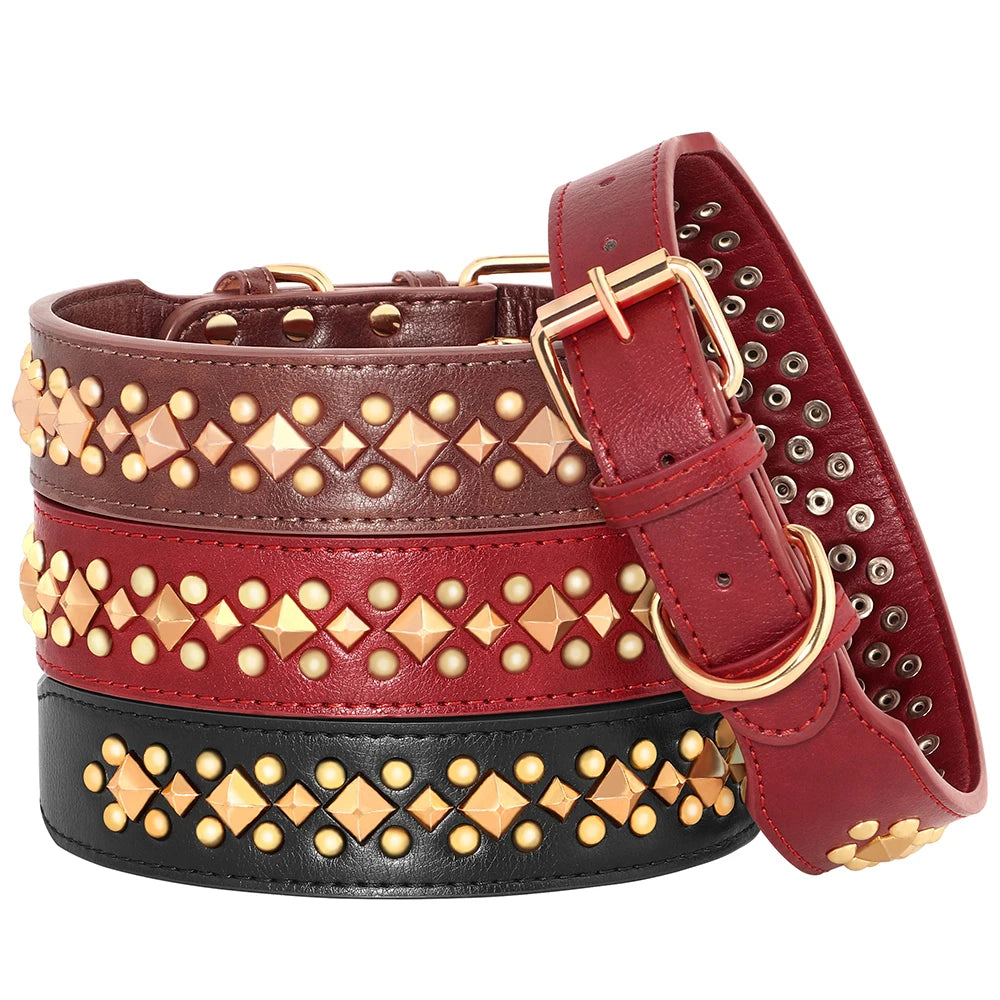 Cool Spiked Studded Leather Dog Collars Adjustable