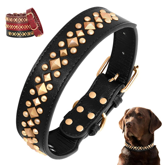 Cool Spiked Studded Leather Dog Collars Adjustable