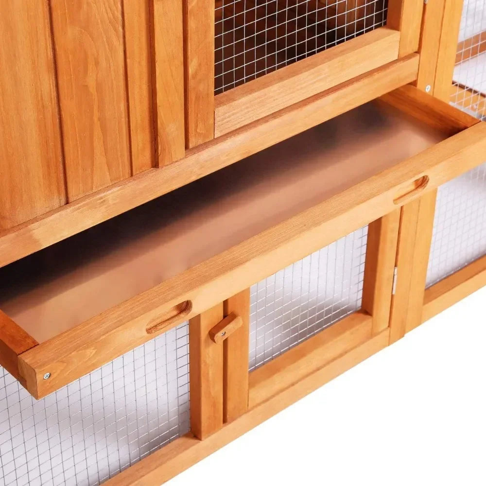 Chicken Coop Large Wooden Rabbit Hutch Ventilation Door Removable Tray & Ramp