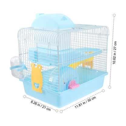 Double Layer Cage Acrylic Portable Small Pets House Includes Water Bottle Exercise Wheel