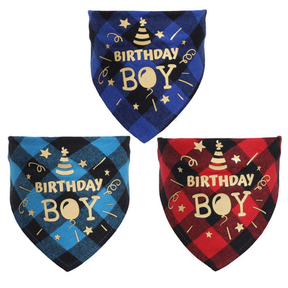 NONOR Birthday Pet Bandanas Collar for Dogs Cats Cotton Triangular