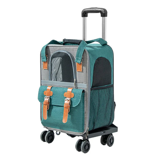 Dog Cat Carrier Wheel Outdoor Backpack  Pet Carrier Portable