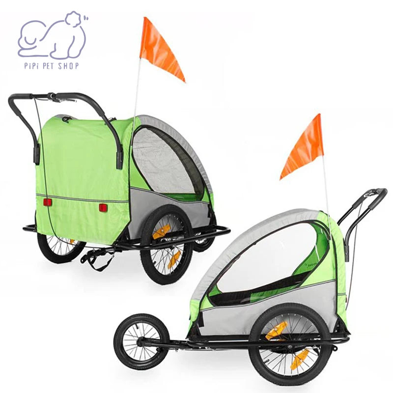 3 Wheels Pet Bike Trailer Folding Outdoor Travel Trailer Cart