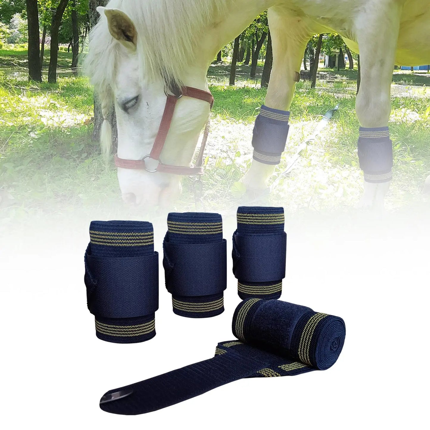 4x Horse Leg Wraps Elastic Riding Race Equestrian Leg Protection Strap