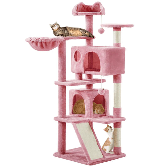 57 inches Multi-Level Cat Tree Cat Condo with Scratching Posts Kittens Activity Tower Pet Play House Furniture