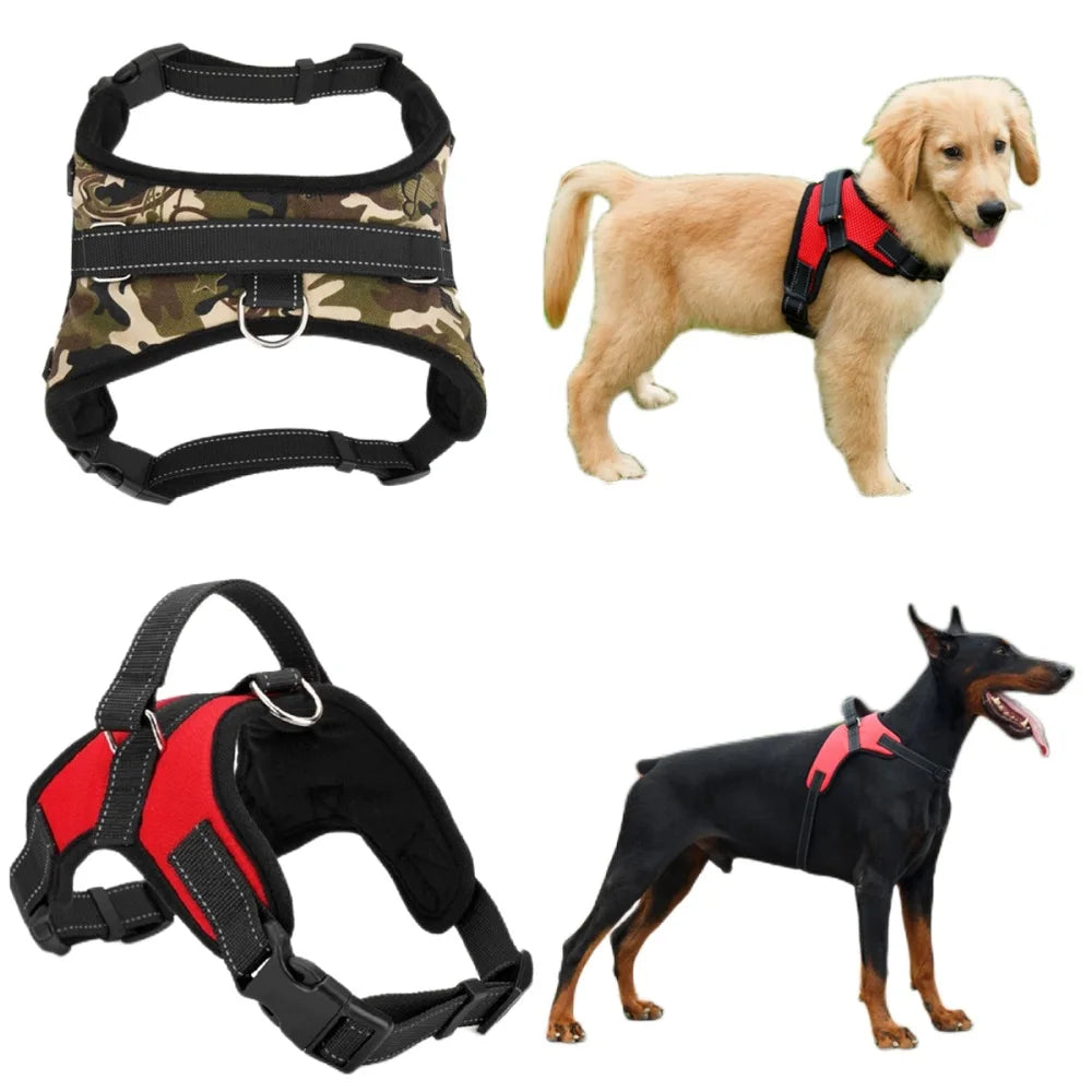 Adjustable Dog Harness Nylon Durable, Padded Reflective Threads Chest Strap