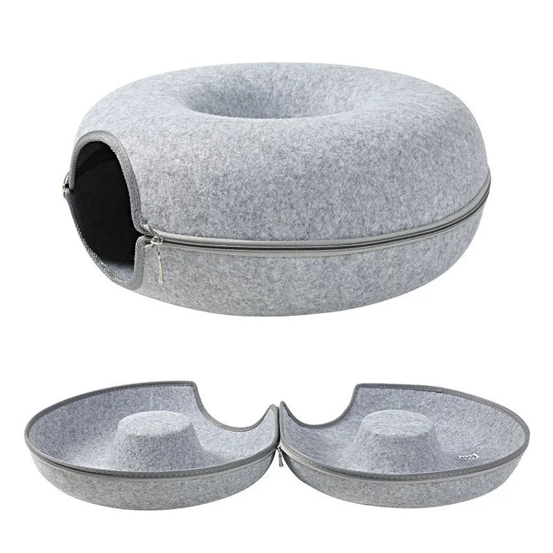 Donut Cat Bed for 2 Cats Pet Cat Tunnel Toys Kitten House