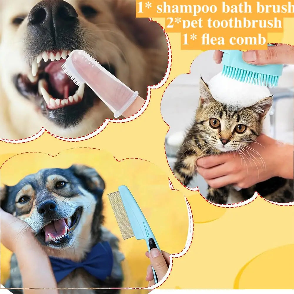 7-piece cat and dog brush beauty set