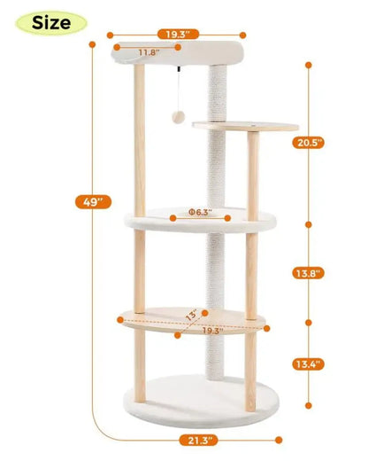 PAWZ Road Cat Tree Cat Tower for Indoor Cats,5-Level Cat Playhouse Beige