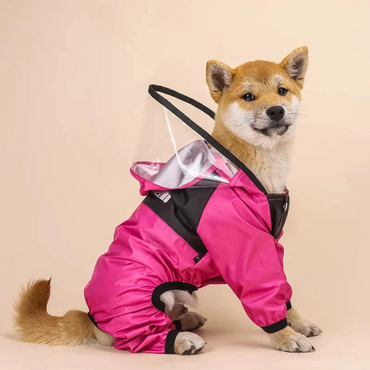 Pet clothing, dog all-season raincoat, four legged coat, transparent PU waterproof clothing