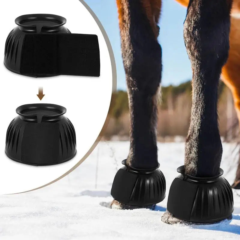 Horse Bell Boots 2pcs Rubber No-Turn Horse Bell Boots Soft Equine Boots Protective Gear