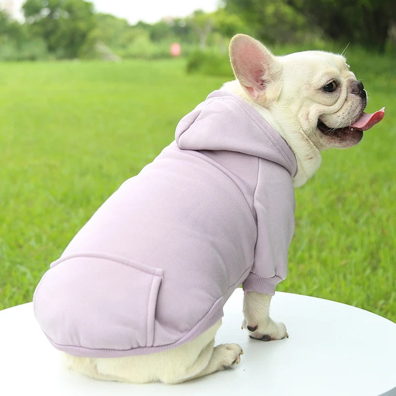 Pet Clothes Warm Dog Hoodies Solid Color Dog Sweatshirt Dog Coat