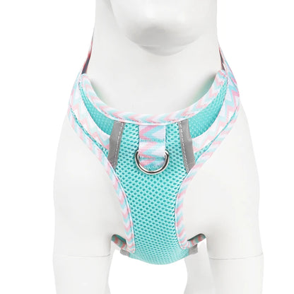 Breathable Mesh Printed Dog Harness Comfortable Pet Vest Vest Small and Medium Dog Adjustable Size