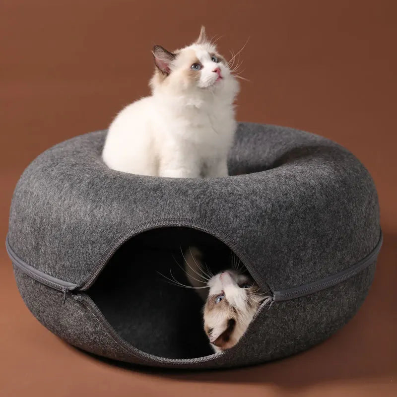 Donut Cat Bed for 2 Cats Pet Cat Tunnel Toys Kitten House