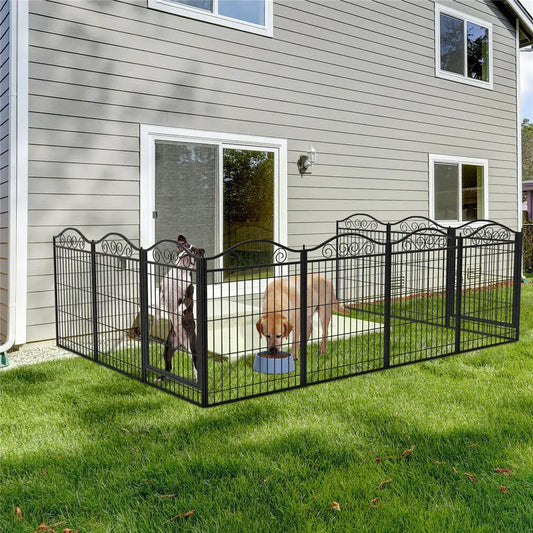 Heavy Duty Metal Dog Playpen Foldable 8 Panels Pet Kennel Fence with Gate