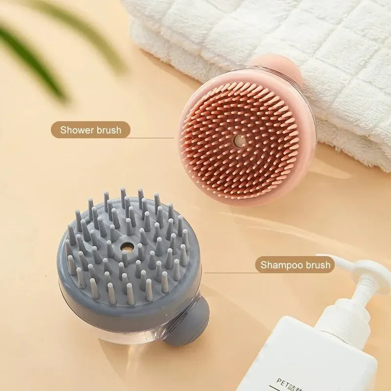 Pet Bath Brush Soft Silicone With Shampoo Dispenser Gentle Massage