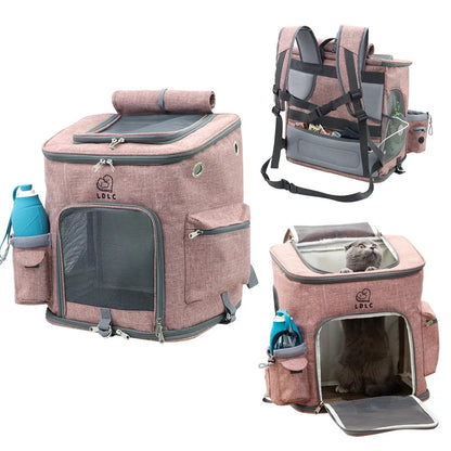 Pet Backpack Cats Double Shoulder Bag Carrier for Cat and Puppy Large Capacity