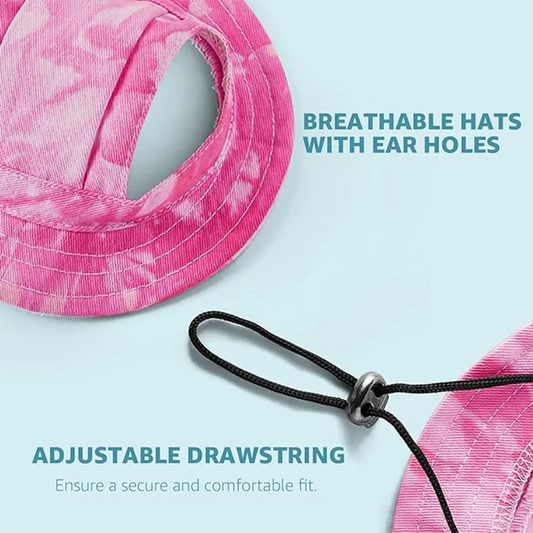 Cute Pet Sun Hat with Ear Holes Adjustable Drawstring