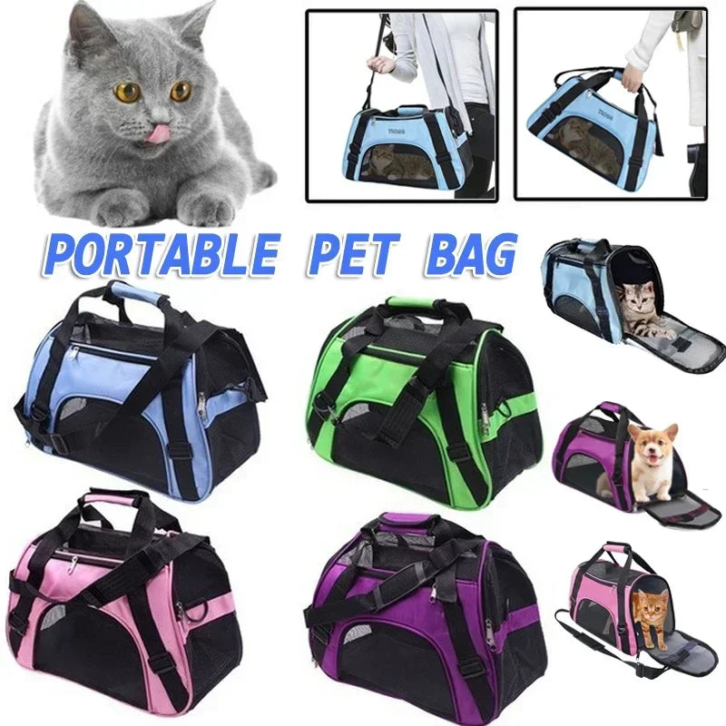 Pet Carrier Bags Outgoing Travel Handbag with Locking Safety Zippers