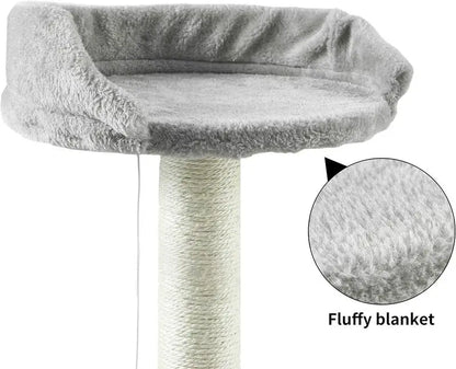 FluffyDream Cat Tree Condo with Scratching Post, Cat Tower Pet Play House with Toy, Grey, 17 Inch