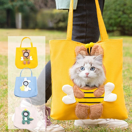 Tote Bag Small Pet Carrier Bag Fashionable Breathable Canvas Bag