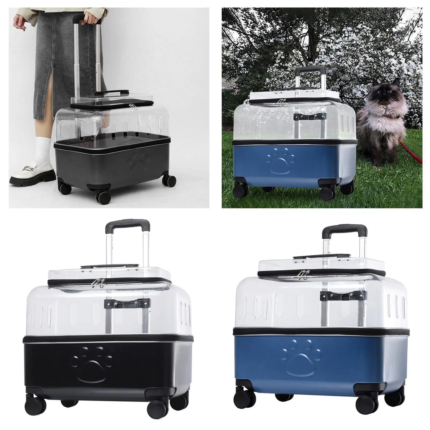 Pet Travel Carrier Cat Dog Carrier with Wheels Ventilated Pet Carrier Cat Carrier Suitcase