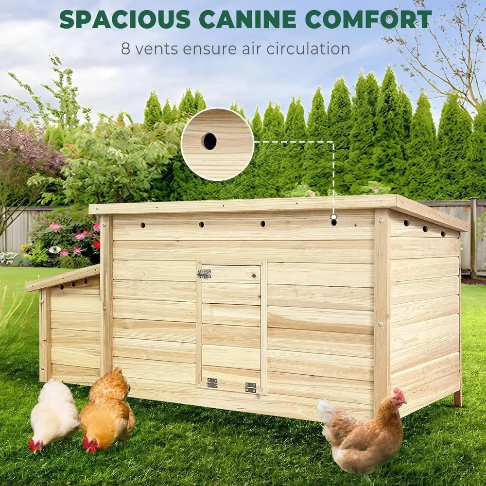 Wooden Chicken Coop 57.6'' Hen House with 2 Nesting Box, Poultry Cage Rabbit Hutch