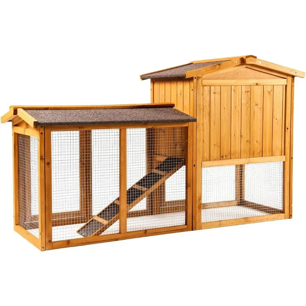 Chicken Coop Large Wooden Rabbit Hutch Ventilation Door Removable Tray & Ramp